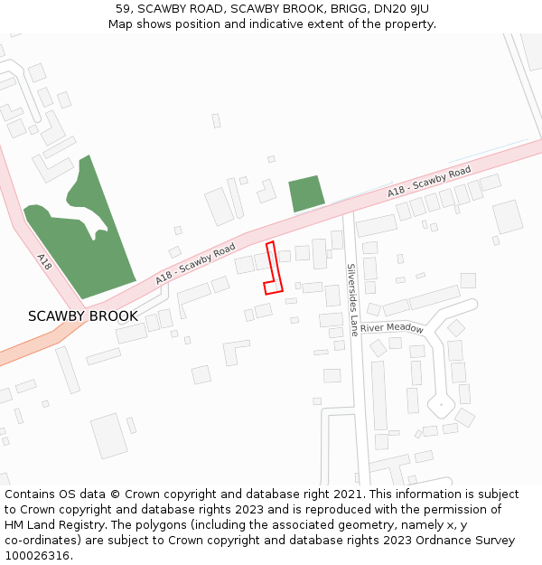 59, SCAWBY ROAD, SCAWBY BROOK, BRIGG, DN20 9JU: Location map and indicative extent of plot