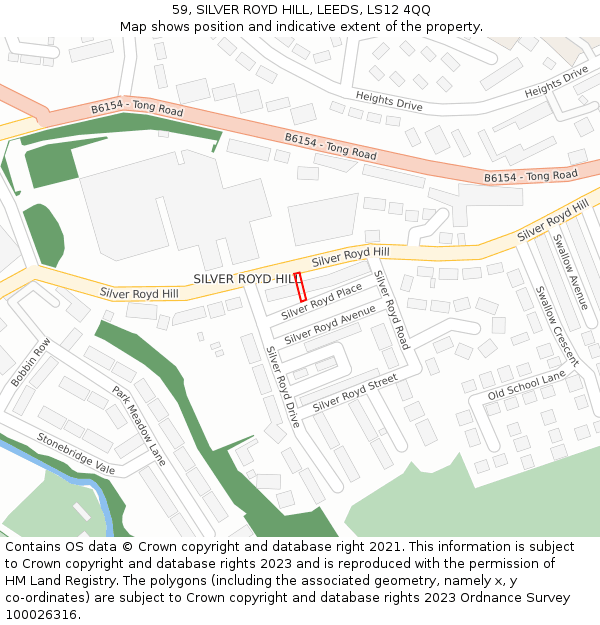 59, SILVER ROYD HILL, LEEDS, LS12 4QQ: Location map and indicative extent of plot
