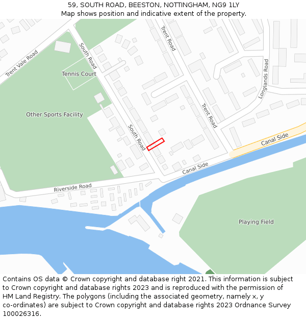59, SOUTH ROAD, BEESTON, NOTTINGHAM, NG9 1LY: Location map and indicative extent of plot