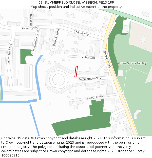 59, SUMMERFIELD CLOSE, WISBECH, PE13 1RP: Location map and indicative extent of plot