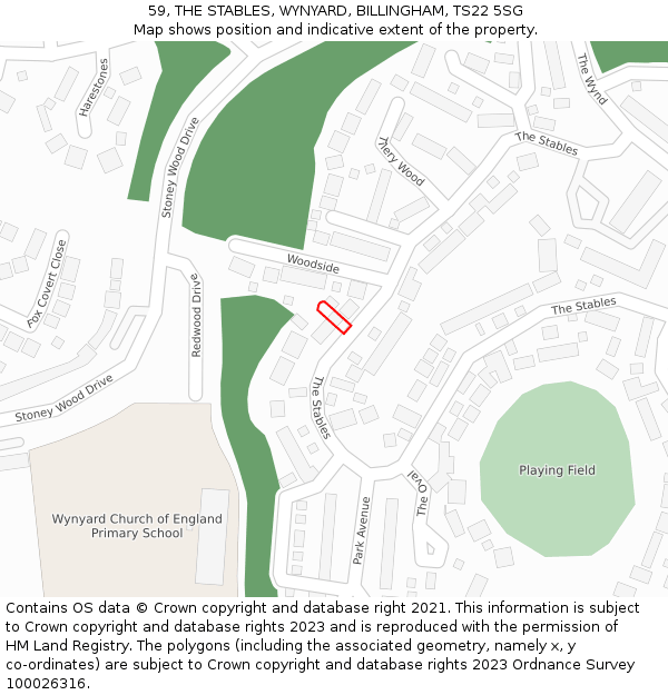 59, THE STABLES, WYNYARD, BILLINGHAM, TS22 5SG: Location map and indicative extent of plot