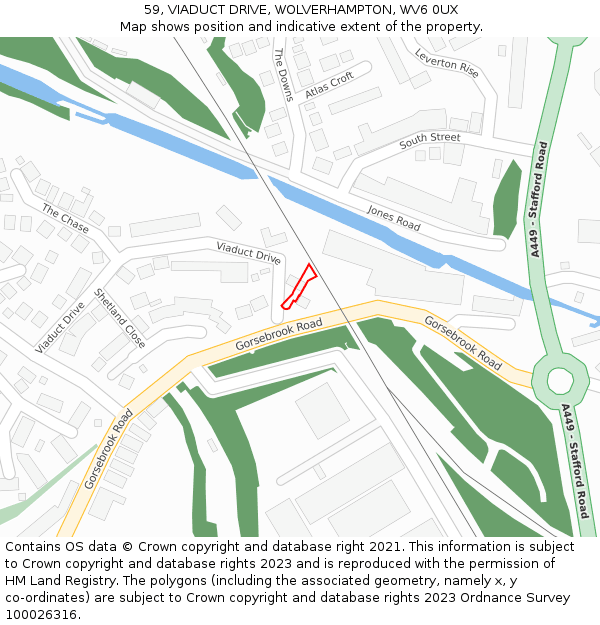 59, VIADUCT DRIVE, WOLVERHAMPTON, WV6 0UX: Location map and indicative extent of plot