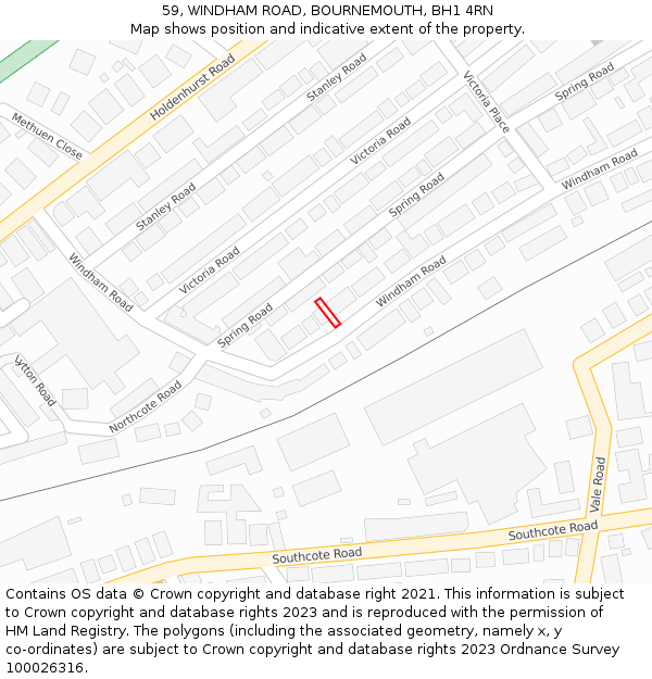 59, WINDHAM ROAD, BOURNEMOUTH, BH1 4RN: Location map and indicative extent of plot