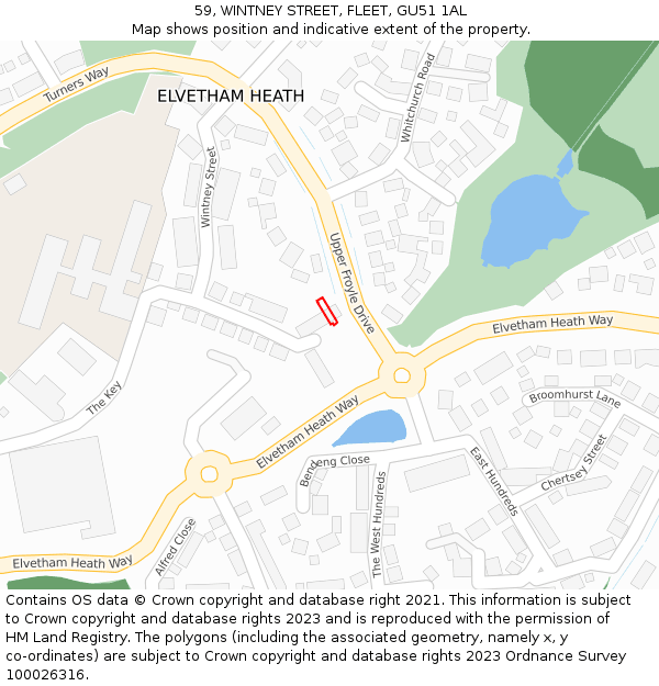 59, WINTNEY STREET, FLEET, GU51 1AL: Location map and indicative extent of plot