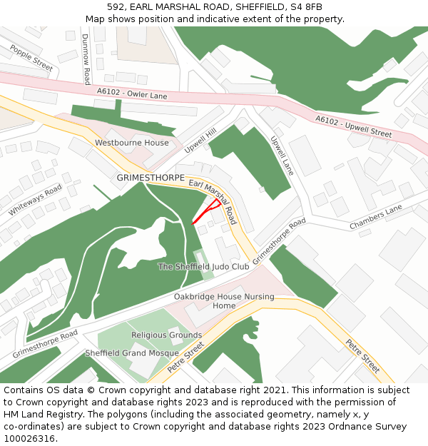 592, EARL MARSHAL ROAD, SHEFFIELD, S4 8FB: Location map and indicative extent of plot