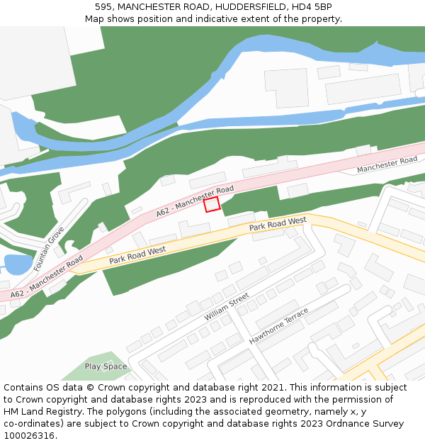 595, MANCHESTER ROAD, HUDDERSFIELD, HD4 5BP: Location map and indicative extent of plot
