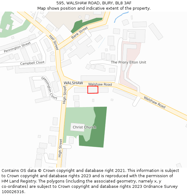 595, WALSHAW ROAD, BURY, BL8 3AF: Location map and indicative extent of plot