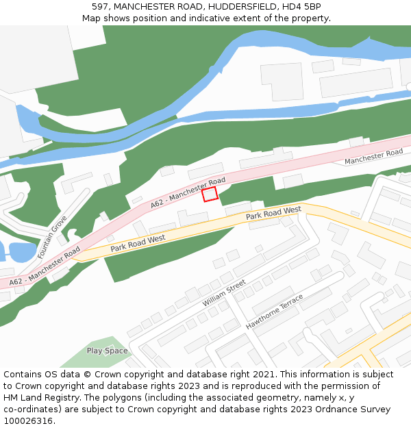 597, MANCHESTER ROAD, HUDDERSFIELD, HD4 5BP: Location map and indicative extent of plot