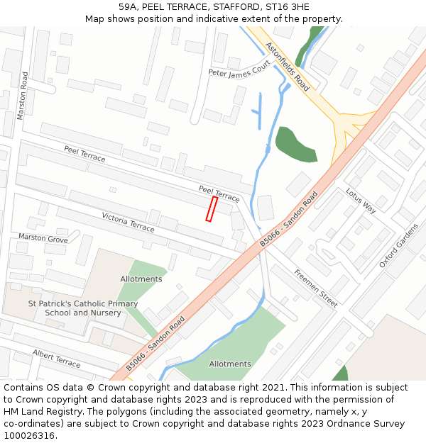 59A, PEEL TERRACE, STAFFORD, ST16 3HE: Location map and indicative extent of plot