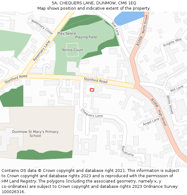 5A, CHEQUERS LANE, DUNMOW, CM6 1EQ: Location map and indicative extent of plot