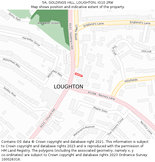 5A, GOLDINGS HILL, LOUGHTON, IG10 2RW: Location map and indicative extent of plot