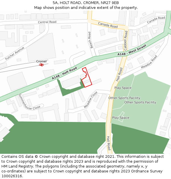 5A, HOLT ROAD, CROMER, NR27 9EB: Location map and indicative extent of plot