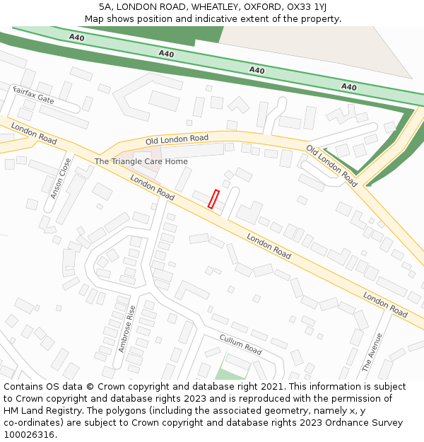 5A, LONDON ROAD, WHEATLEY, OXFORD, OX33 1YJ: Location map and indicative extent of plot