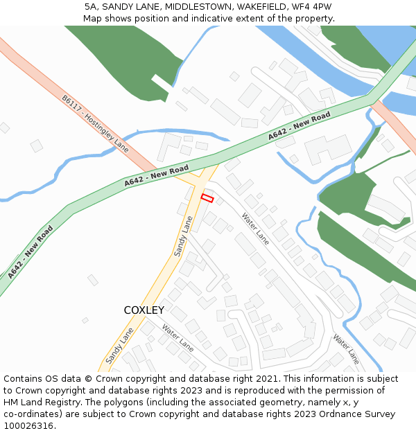 5A, SANDY LANE, MIDDLESTOWN, WAKEFIELD, WF4 4PW: Location map and indicative extent of plot