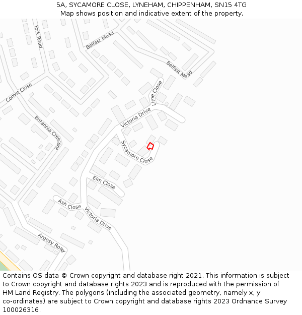 5A, SYCAMORE CLOSE, LYNEHAM, CHIPPENHAM, SN15 4TG: Location map and indicative extent of plot