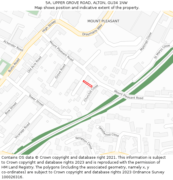 5A, UPPER GROVE ROAD, ALTON, GU34 1NW: Location map and indicative extent of plot