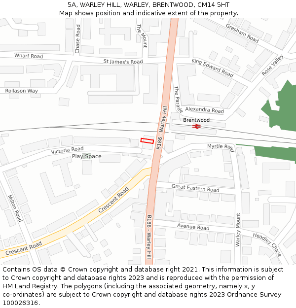 5A, WARLEY HILL, WARLEY, BRENTWOOD, CM14 5HT: Location map and indicative extent of plot