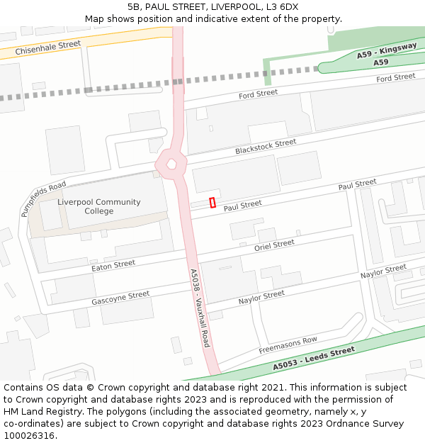 5B, PAUL STREET, LIVERPOOL, L3 6DX: Location map and indicative extent of plot