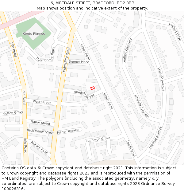 6, AIREDALE STREET, BRADFORD, BD2 3BB: Location map and indicative extent of plot