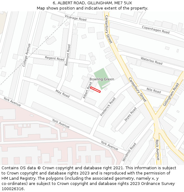 6, ALBERT ROAD, GILLINGHAM, ME7 5UX: Location map and indicative extent of plot