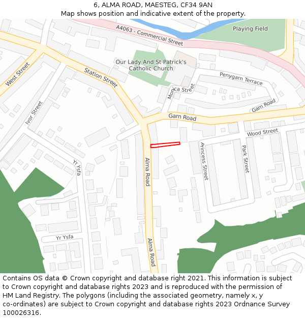 6, ALMA ROAD, MAESTEG, CF34 9AN: Location map and indicative extent of plot