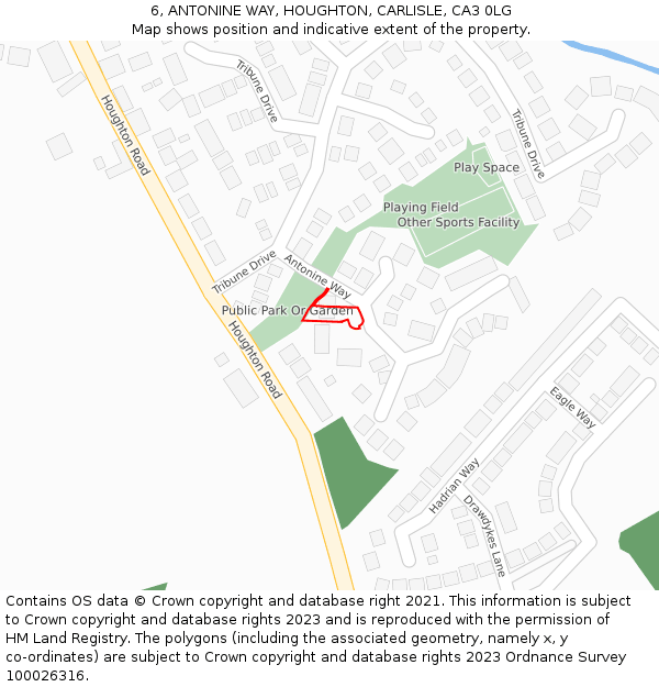 6, ANTONINE WAY, HOUGHTON, CARLISLE, CA3 0LG: Location map and indicative extent of plot