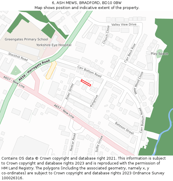 6, ASH MEWS, BRADFORD, BD10 0BW: Location map and indicative extent of plot