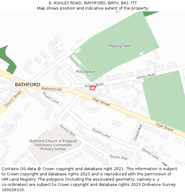 6, ASHLEY ROAD, BATHFORD, BATH, BA1 7TT: Location map and indicative extent of plot