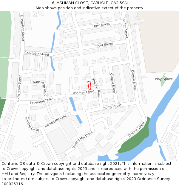 6, ASHMAN CLOSE, CARLISLE, CA2 5SN: Location map and indicative extent of plot