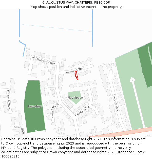 6, AUGUSTUS WAY, CHATTERIS, PE16 6DR: Location map and indicative extent of plot