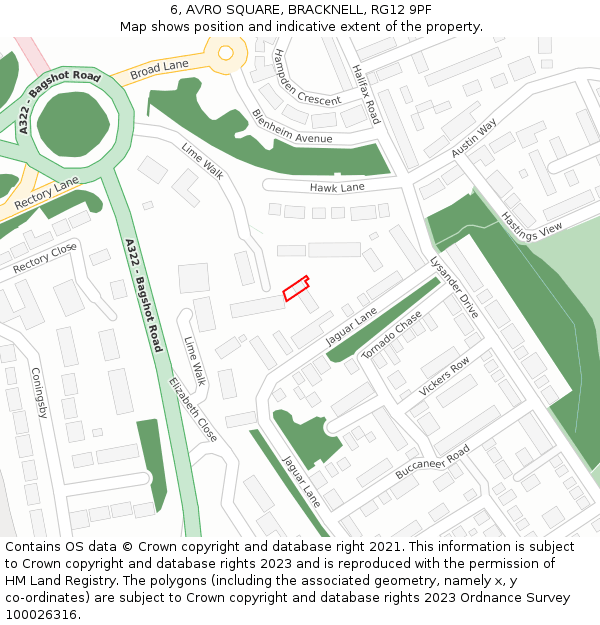 6, AVRO SQUARE, BRACKNELL, RG12 9PF: Location map and indicative extent of plot