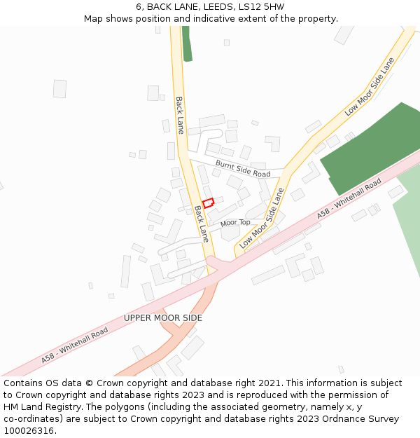 6, BACK LANE, LEEDS, LS12 5HW: Location map and indicative extent of plot