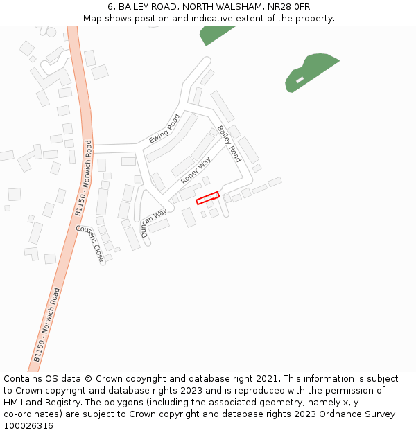 6, BAILEY ROAD, NORTH WALSHAM, NR28 0FR: Location map and indicative extent of plot