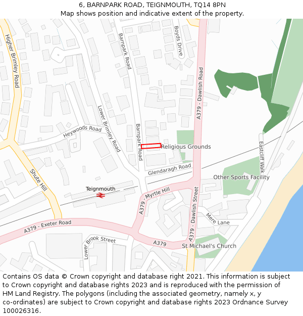 6, BARNPARK ROAD, TEIGNMOUTH, TQ14 8PN: Location map and indicative extent of plot