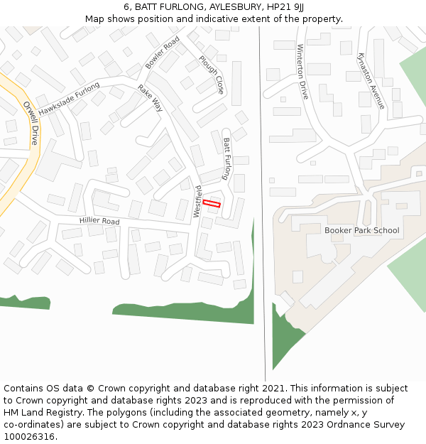 6, BATT FURLONG, AYLESBURY, HP21 9JJ: Location map and indicative extent of plot
