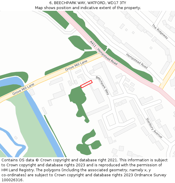 6, BEECHPARK WAY, WATFORD, WD17 3TY: Location map and indicative extent of plot