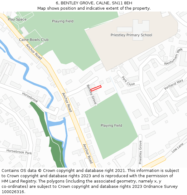 6, BENTLEY GROVE, CALNE, SN11 8EH: Location map and indicative extent of plot