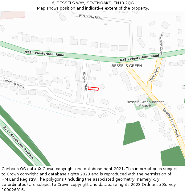 6, BESSELS WAY, SEVENOAKS, TN13 2QG: Location map and indicative extent of plot