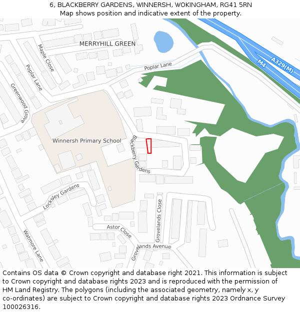 6, BLACKBERRY GARDENS, WINNERSH, WOKINGHAM, RG41 5RN: Location map and indicative extent of plot