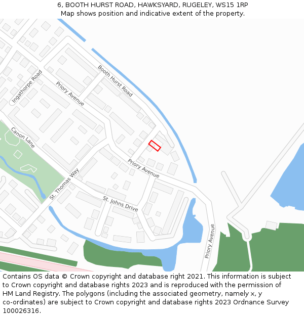 6, BOOTH HURST ROAD, HAWKSYARD, RUGELEY, WS15 1RP: Location map and indicative extent of plot
