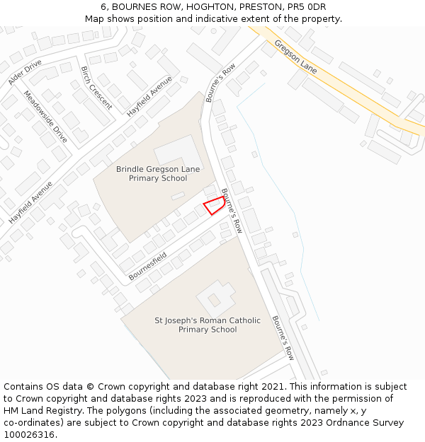 6, BOURNES ROW, HOGHTON, PRESTON, PR5 0DR: Location map and indicative extent of plot