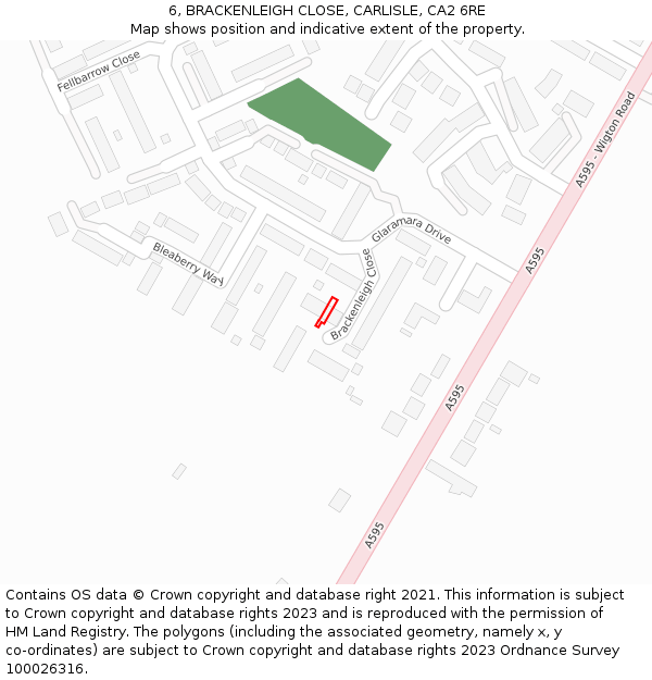 6, BRACKENLEIGH CLOSE, CARLISLE, CA2 6RE: Location map and indicative extent of plot