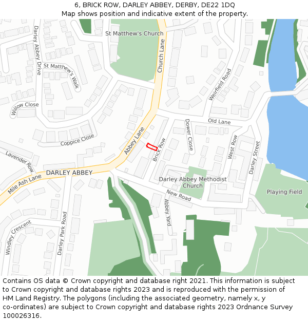 6, BRICK ROW, DARLEY ABBEY, DERBY, DE22 1DQ: Location map and indicative extent of plot