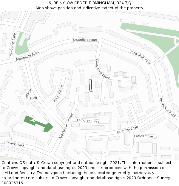 6, BRINKLOW CROFT, BIRMINGHAM, B34 7JQ: Location map and indicative extent of plot
