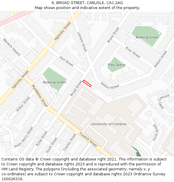 6, BROAD STREET, CARLISLE, CA1 2AG: Location map and indicative extent of plot