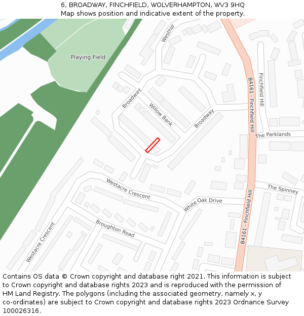 6, BROADWAY, FINCHFIELD, WOLVERHAMPTON, WV3 9HQ: Location map and indicative extent of plot