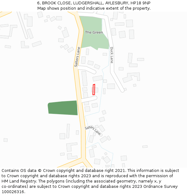 6, BROOK CLOSE, LUDGERSHALL, AYLESBURY, HP18 9NP: Location map and indicative extent of plot