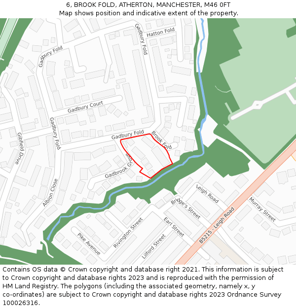 6, BROOK FOLD, ATHERTON, MANCHESTER, M46 0FT: Location map and indicative extent of plot
