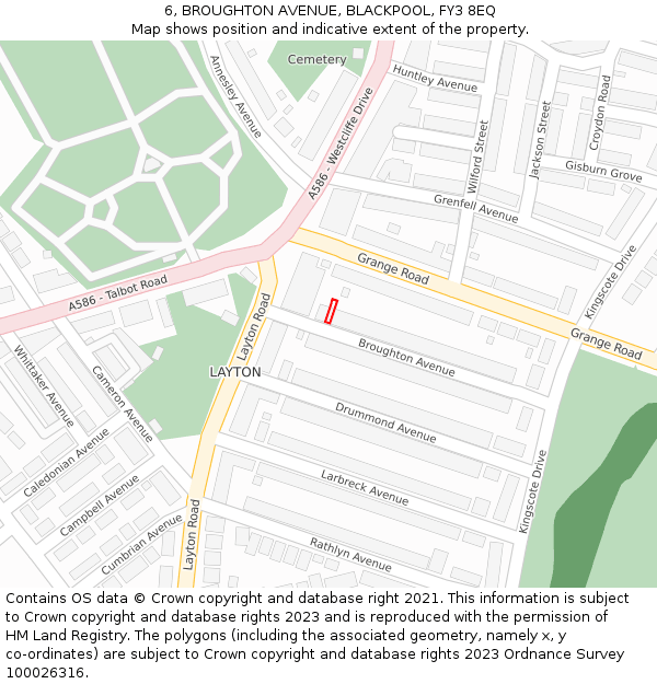 6, BROUGHTON AVENUE, BLACKPOOL, FY3 8EQ: Location map and indicative extent of plot
