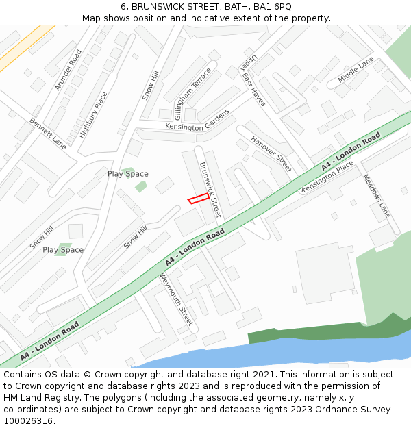 6, BRUNSWICK STREET, BATH, BA1 6PQ: Location map and indicative extent of plot